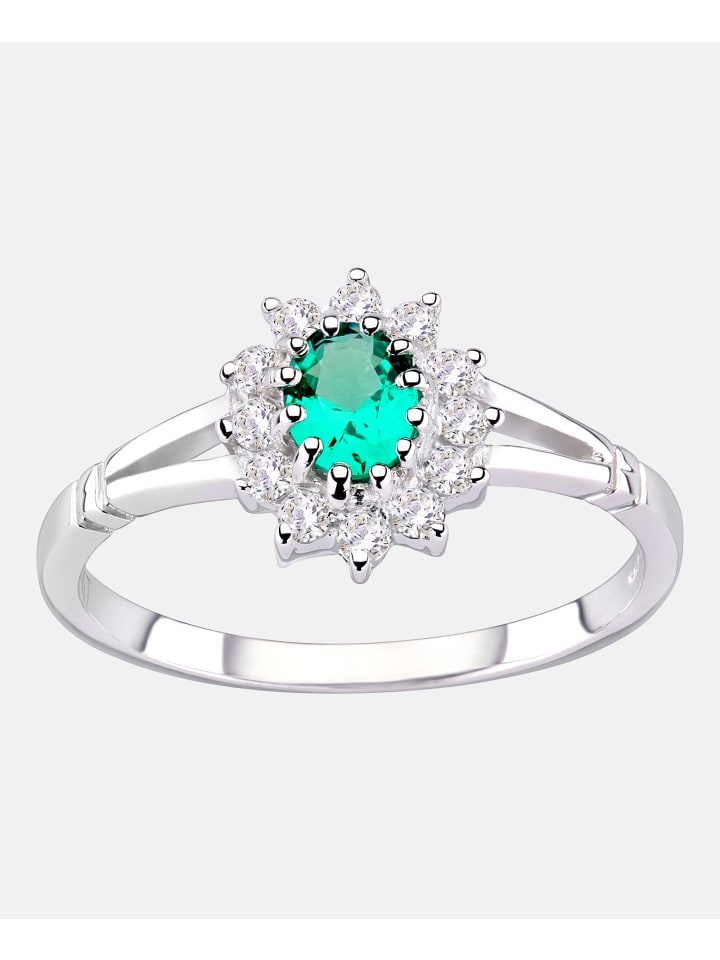 Verlobungsring aus 375 Gelbgold mit Zirkonia mit Smaragd