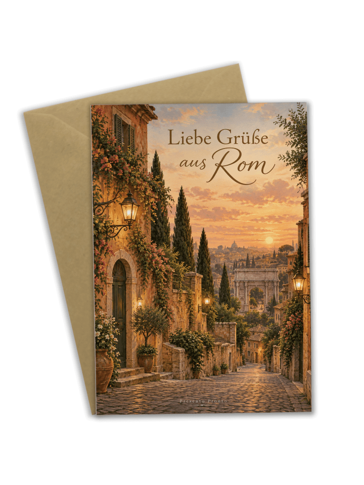 Grußkarte Straße romantisch Design mit Spruch in Weiß