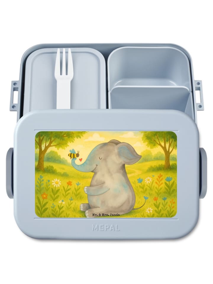 Bento Box Elefant Biene Design ohne Spruch in Blau Pastell