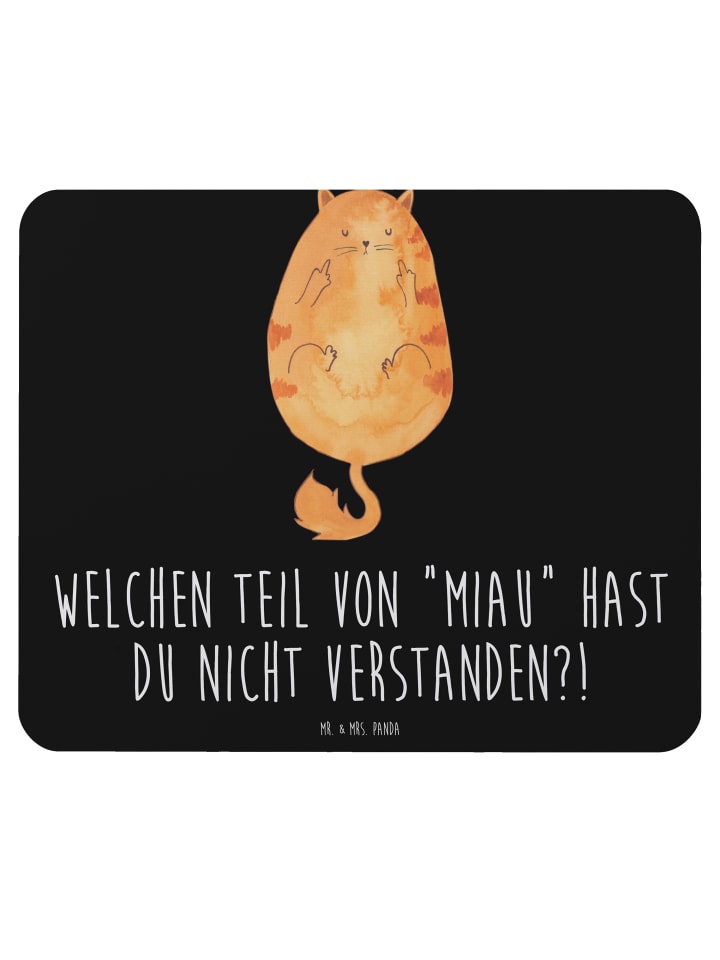 Mousepad Katze Mittelfinger mit Spruch in Schwarz