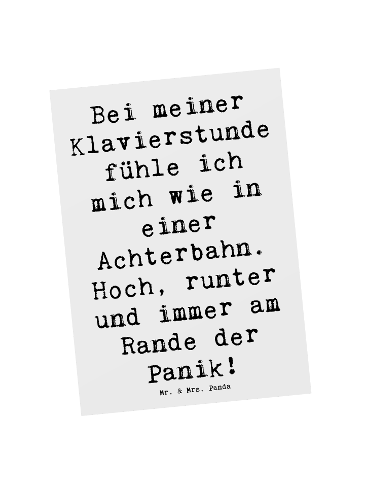 Postkarte Spruch Klavier Achterbahn mit Spruch in Weiß