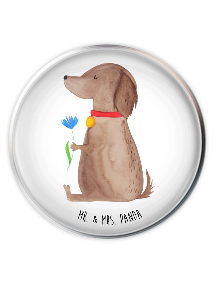 Waschbeckenstöpsel Hund Blume ohne Spruch in Weiß