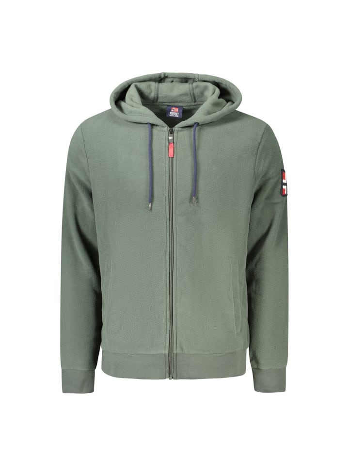 Grün Polyester Herren Kapuzensweatjacke