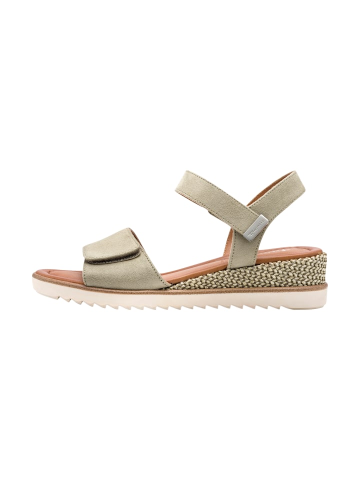 Sandalen mit Keilabsatz und Klettverschluss Grau