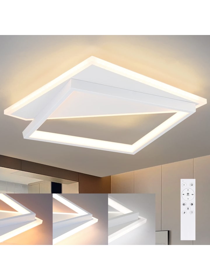 Deckenleuchte LED in Weiß 40W dimmbar eckig moderene Schlafzimmerlampe 30cm