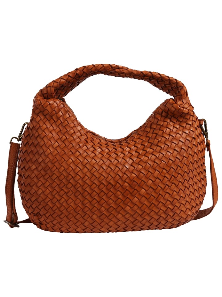 Toscanto Schultertasche Leder mittelbraun, cuoio ca. 46cm