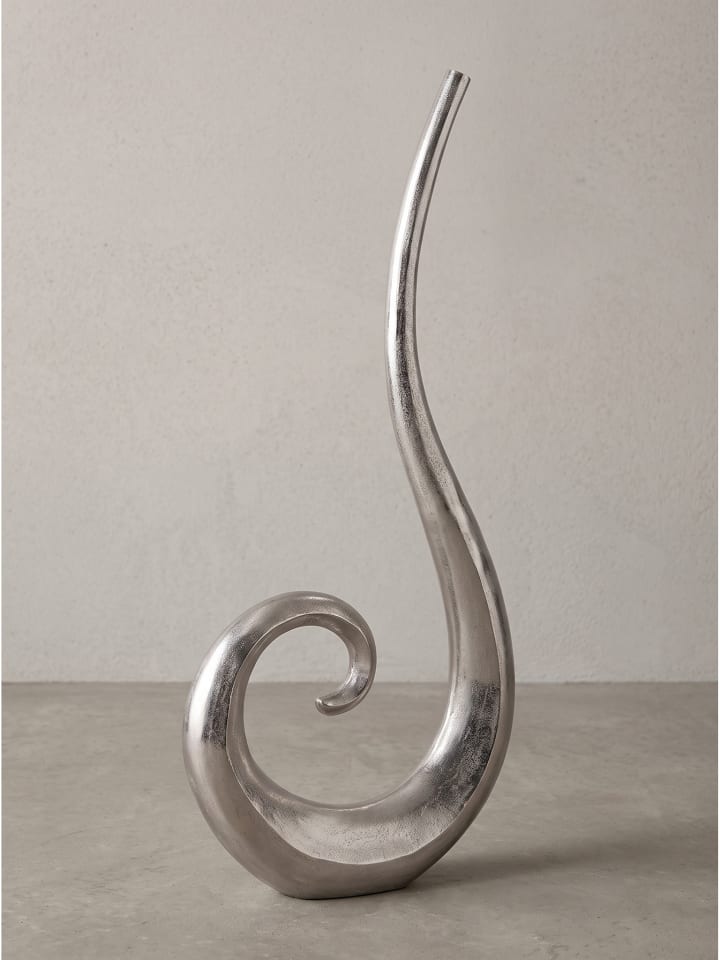 Bodenvase organisch, massives Aluminium, handgefertigt, Modern in Silber