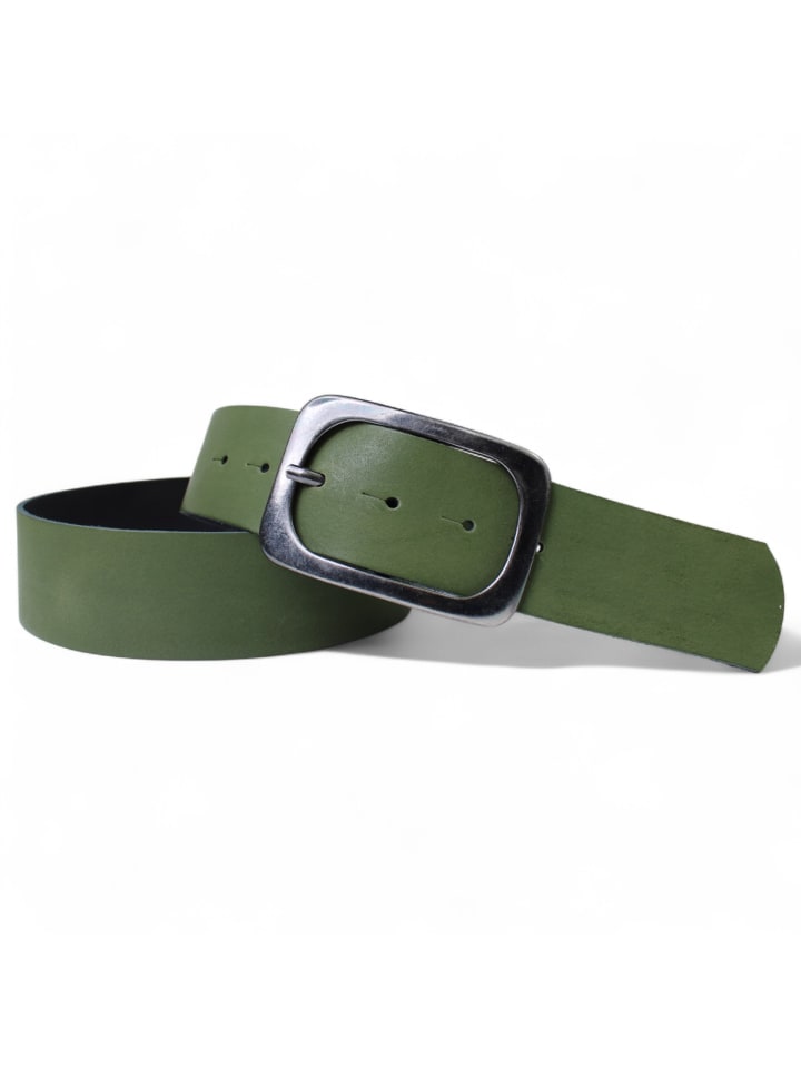 Damen Ledergürtel Schwarz in Khaki