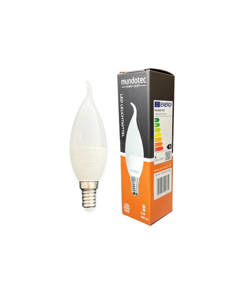 LED Leuchtmittel E14 Flamme 5 Watt warmweiß (3000 K) in Weiß
