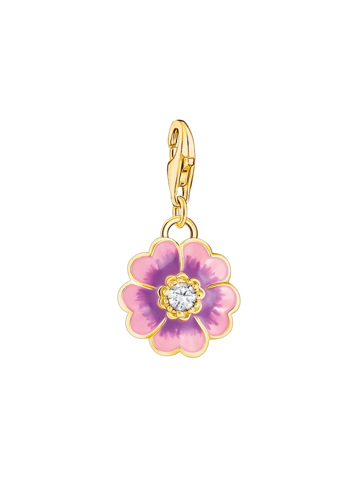 Charm-Anhänger Flower in gold. weiß. pink