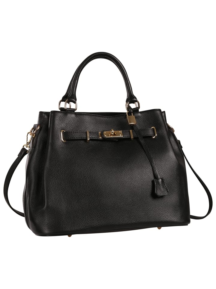 Toscanto Handtasche Leder schwarz ca. 38cm
