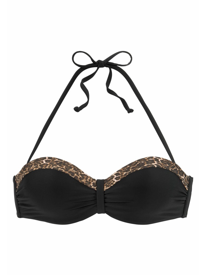 Bügel-Bandeau-Bikini-Top in schwarz-leo