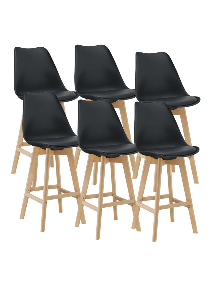 6er-Set Barstuhl Lublin in Schwarz (H)105cm (B)48cm (T)58cm