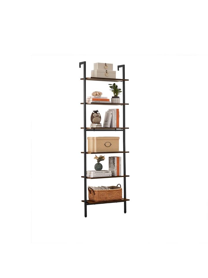 Wandregal Barnet in Vintagebraun-Schwarz - (B)30 x (H)204.8 x (T)60 cm