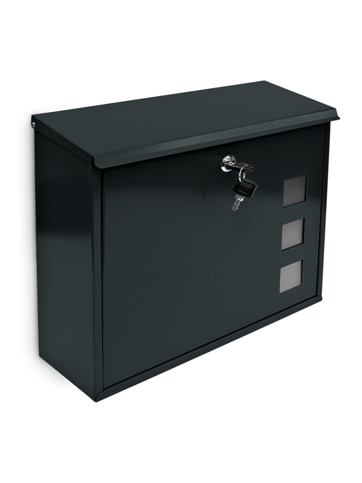 Briefkasten in Schwarz - (B)34,5 x (H)33 x (T)10,5 cm