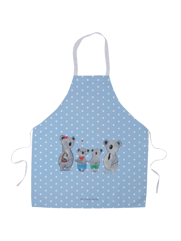 Barkeeper Schürze Koala Familie zwei ohne Spruch in Blau Pastell