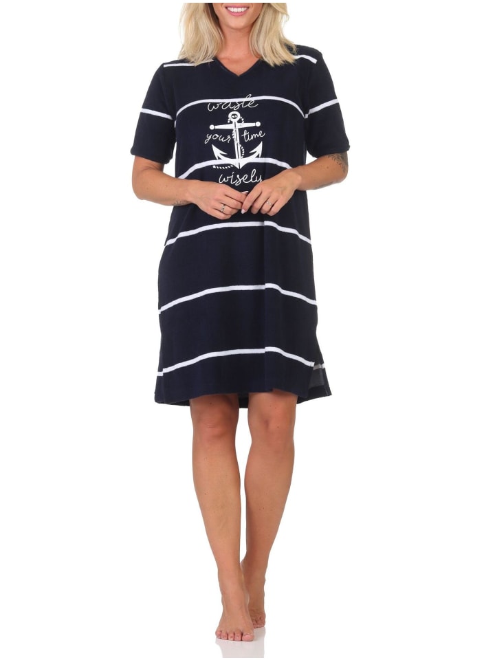 Kurzarm Nachthemd Maritimer Look 125 214 920 in marine