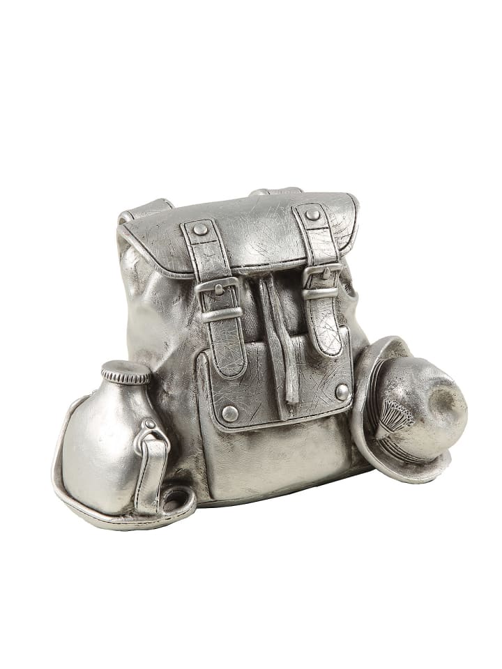 Spardose - Rucksack in Antiksilber
