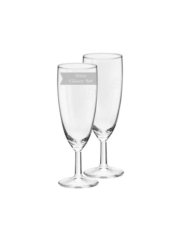 60er Set Sektgläser geeicht Royalty in Transparent 0,1 l