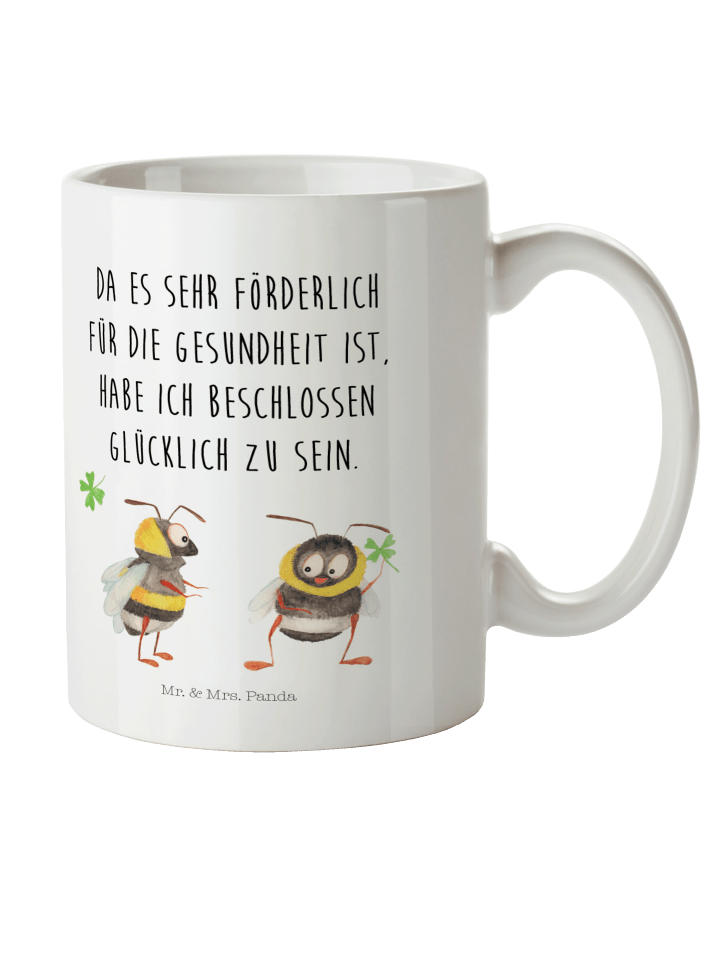 Kinderpott Hummeln Kleeblatt mit Spruch in Weiß