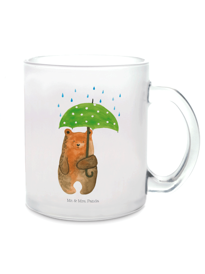 Glühweintasse Bär Regenschirm ohne Spruch in Transparent