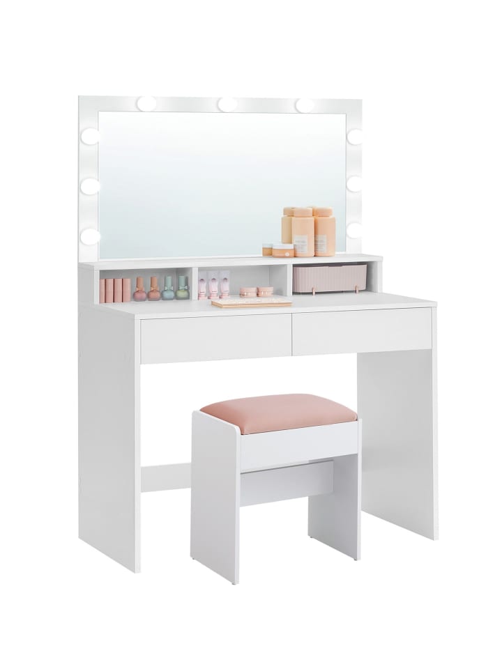Schminktisch in Weiß - (B)80 x (H)140 x (T)40 cm