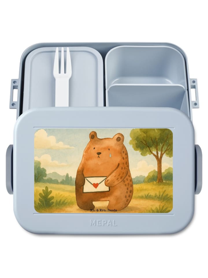 Bentobox Bär Vermissen Design ohne Spruch in Blau Pastell