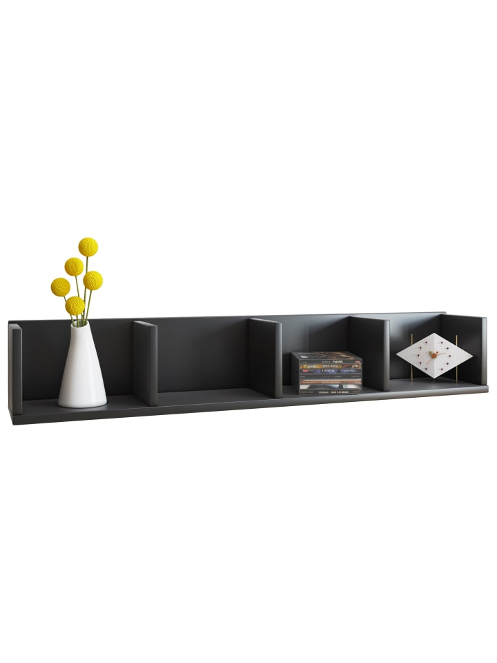 Holz Wandregal Hängeregal Wandboard Regal Honsa in Schwarz