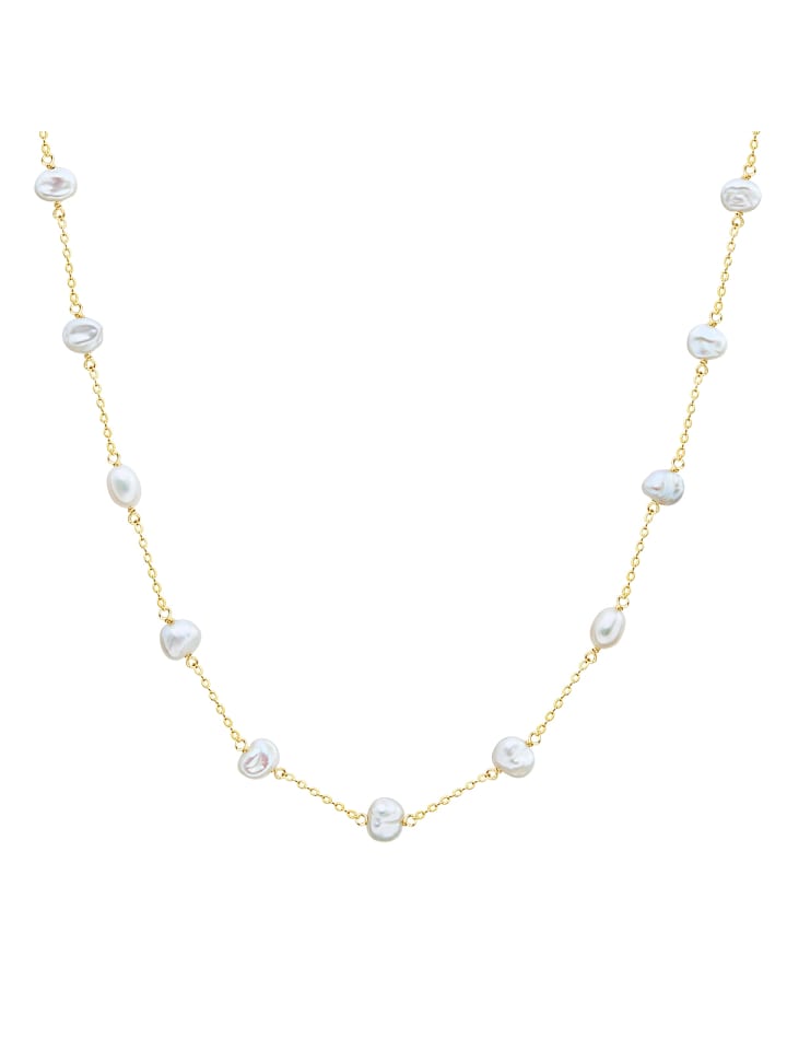 Perlen-Kette aus Sterling Silber mit Süßwasser-Zuchtperle in gelbgold