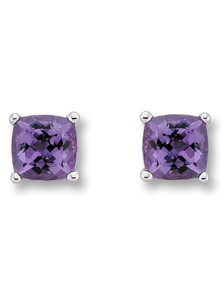 Amethyst Ohrringe Ohrstecker aus 333 Weißgold in silber