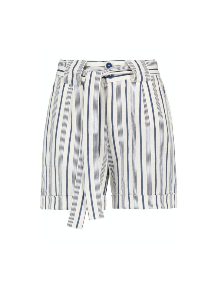 Short in stripes: washed indigo blue-white
