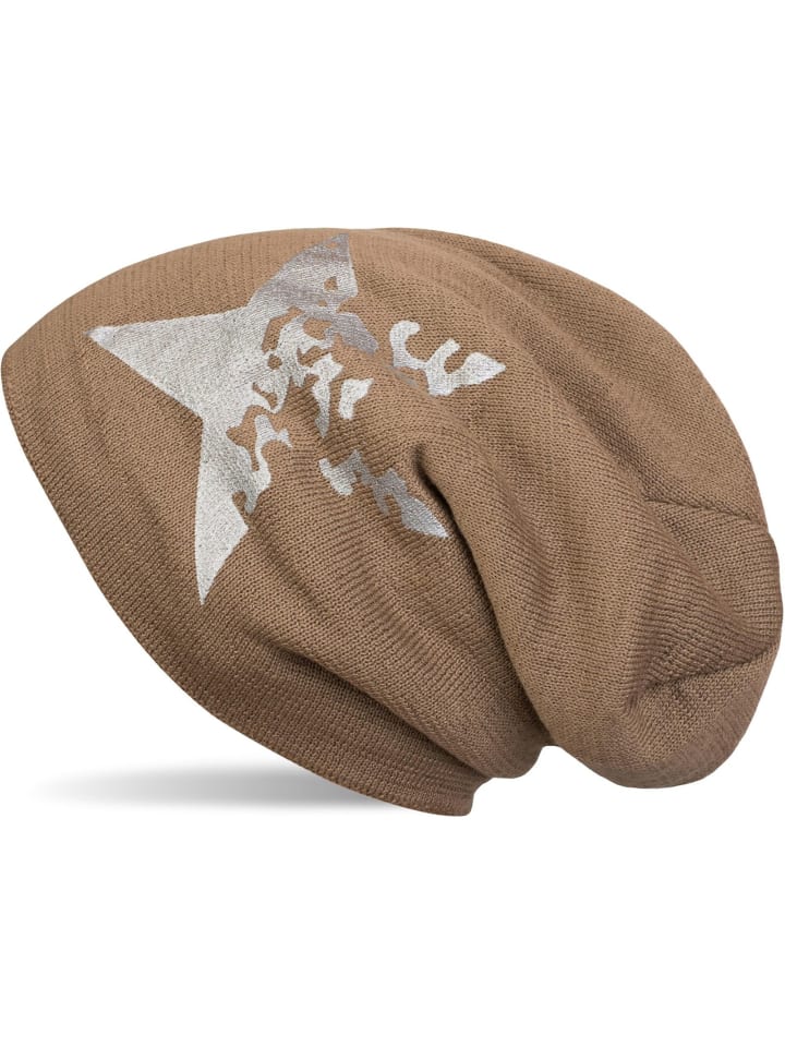 Feinstrick Beanie Mütze in Braun
