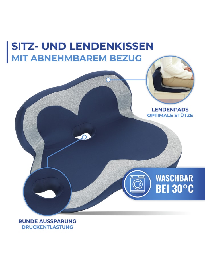 Maximex Ergonomisches Sitz- & Lendenkissen in Bezug: Blau, Füllung günstig  kaufen