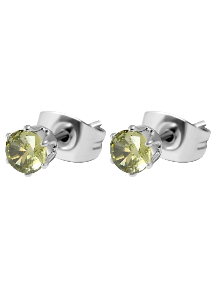 Damen Ohrringe – Ohrstecker aus Edelstahl mit Zirkonia in silber