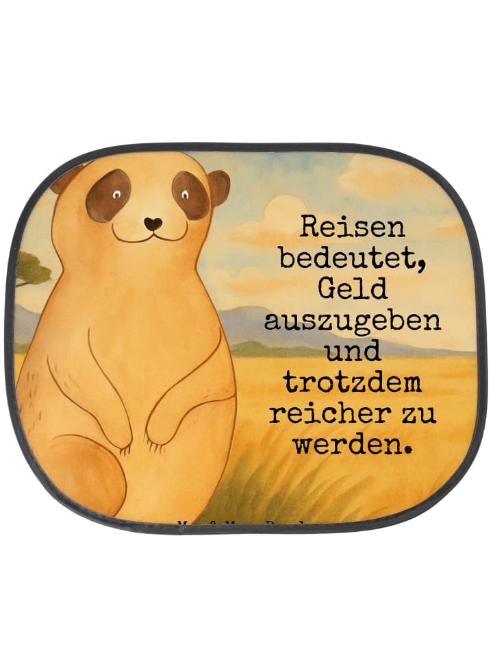 Sonnenblende Erdmännchen Design mit Spruch in Weiß