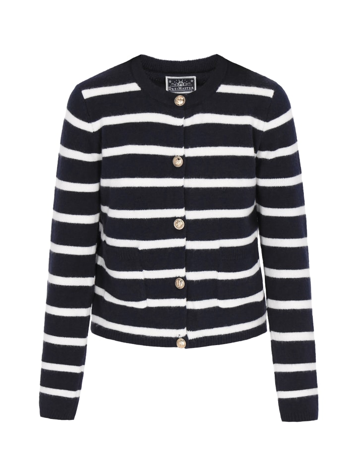 Women Cardigan in navy offwhite stripe
