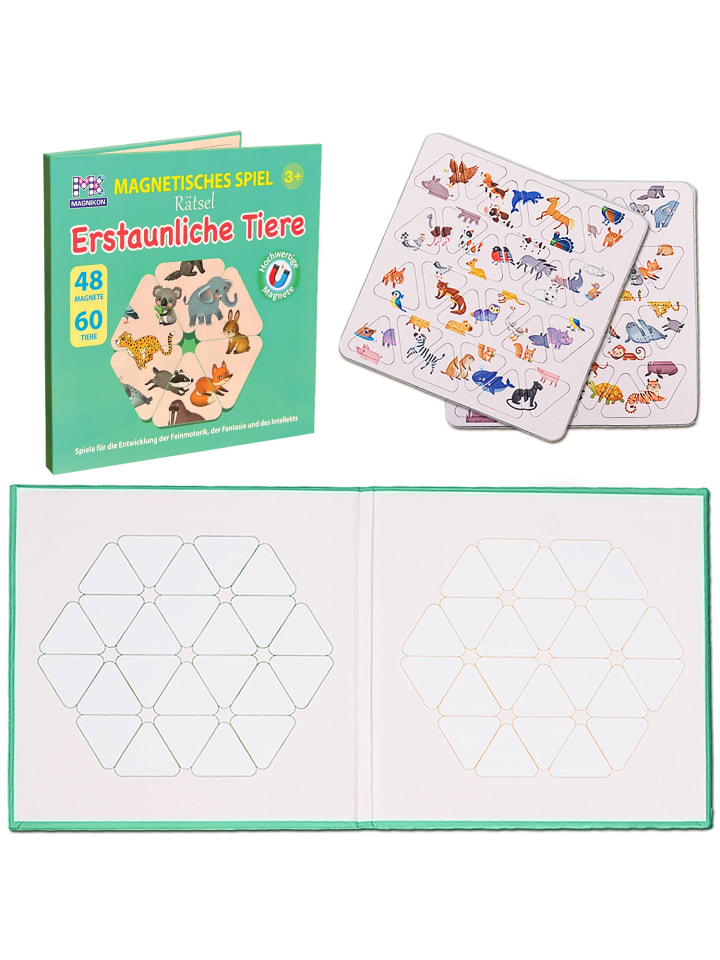 Magnetisches Spiel Rätsel Erstaunliche Tiere, 46 Magnete, Logik trainieren