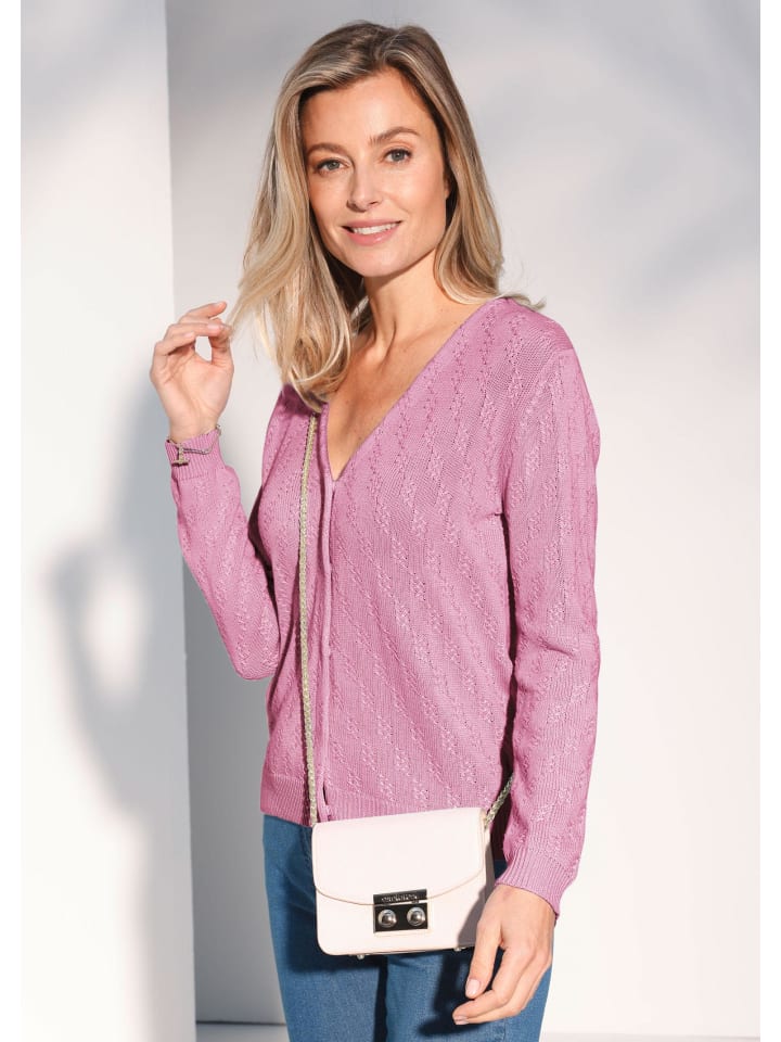 Kurzgröße:  Cardigan in anemone