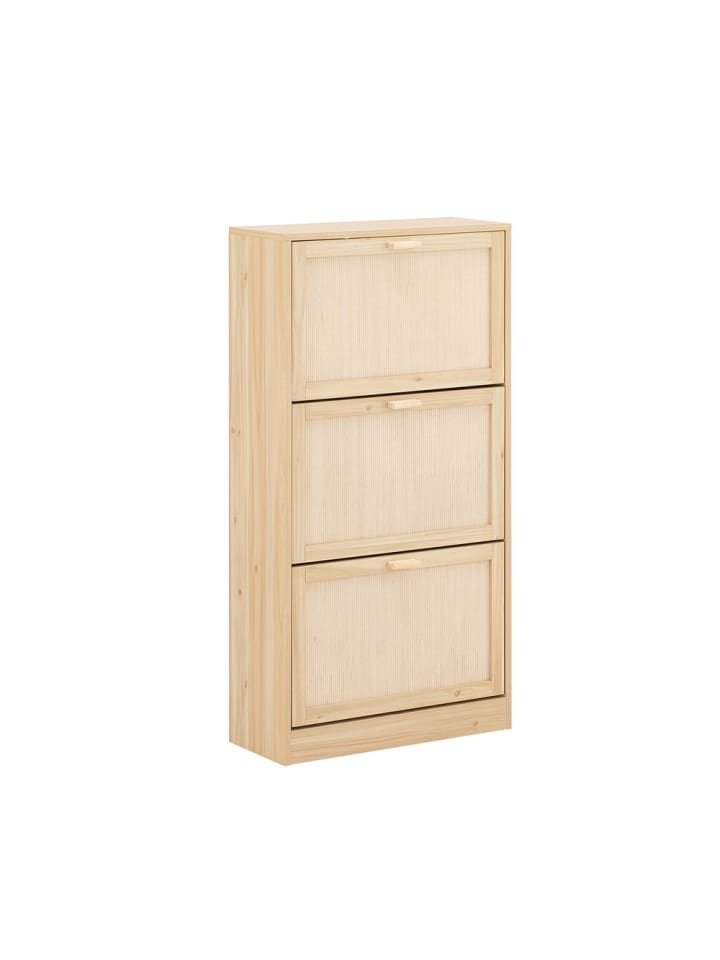 Schuhschrank in Hellholz - (W) 59.99 x (H) 118.01 x (L) 24 cm