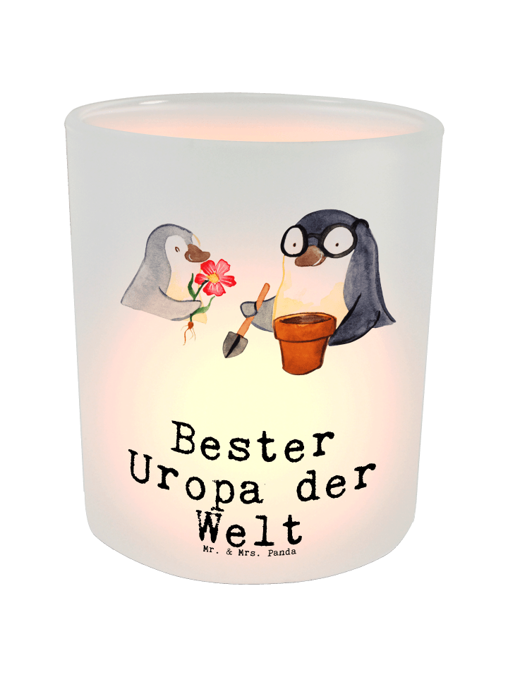 Kerzenhalter Pinguin Bester Uropa der Welt mit ... in Transparent