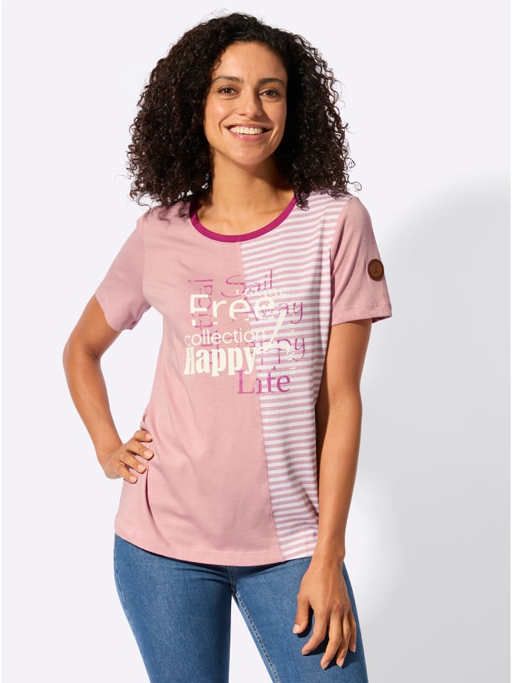 Rundhals-Shirt in hortensie-erika-bedruckt