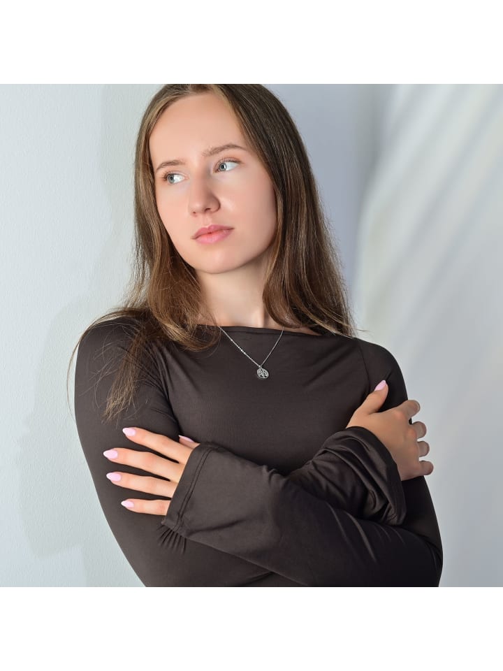 Damen Halskette mit Anhänger – Lebensbaum aus Edelstahl in silber