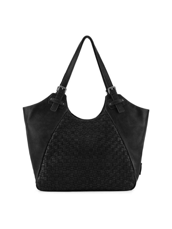 Calm Weave Shopper Tasche Leder 45 cm black