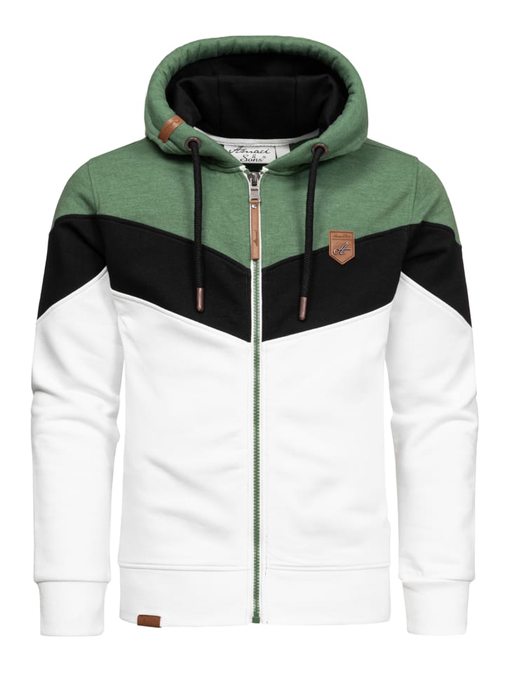 Sweatjacke im Block-Design ARDMORE in Grün/Schwarz/Weiß