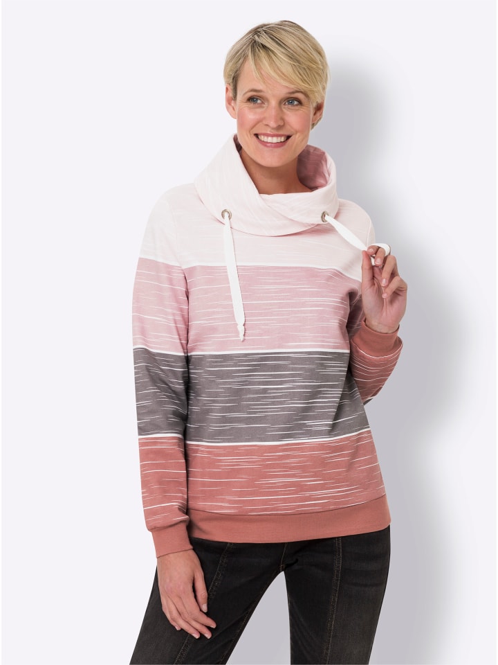 Sweatshirt in rosenholz-hellrosé-bedruckt