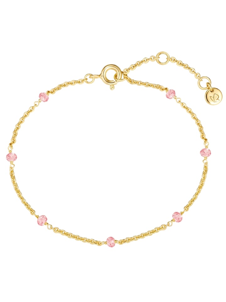 Armband aus Sterling Silber mit Erdbeerquarz in gelbgold