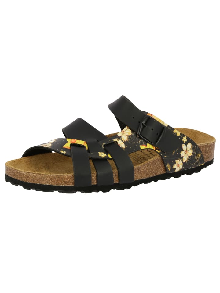 Pantolette "Bioline Flora" in Schwarz