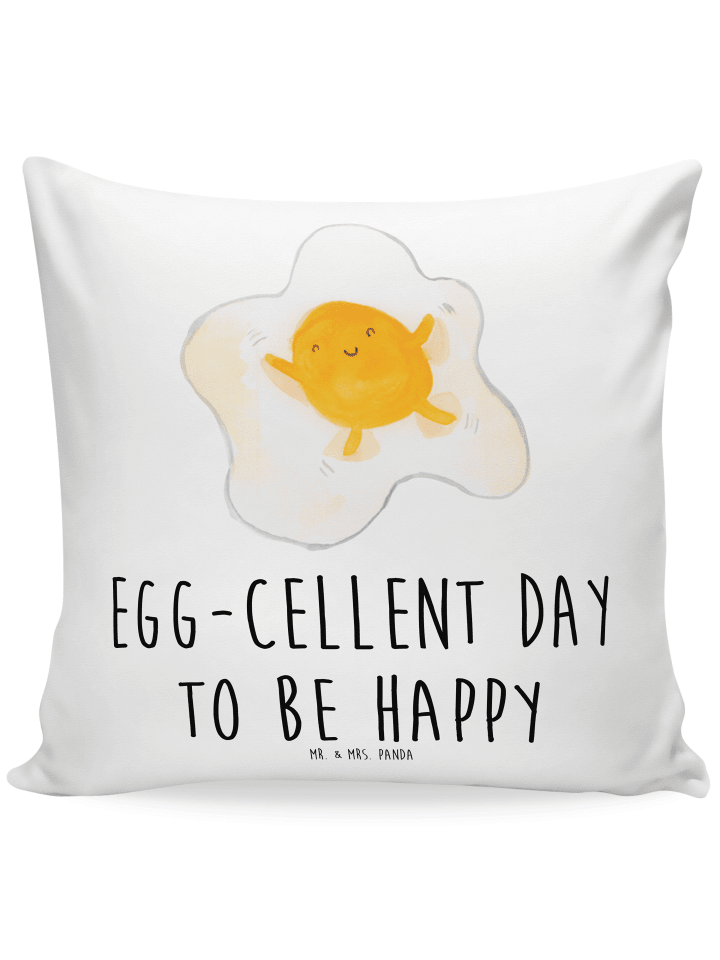 Kuschelkissen 40x40 Spiegelei Ei mit Spruch in Weiß