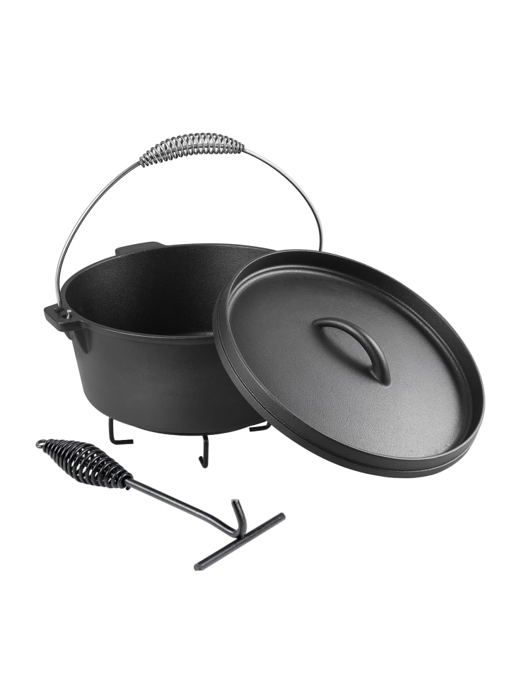 Gusseisen Topf 4.5L Dutch Oven 4-teilig in Schwarz ⌀25 cm