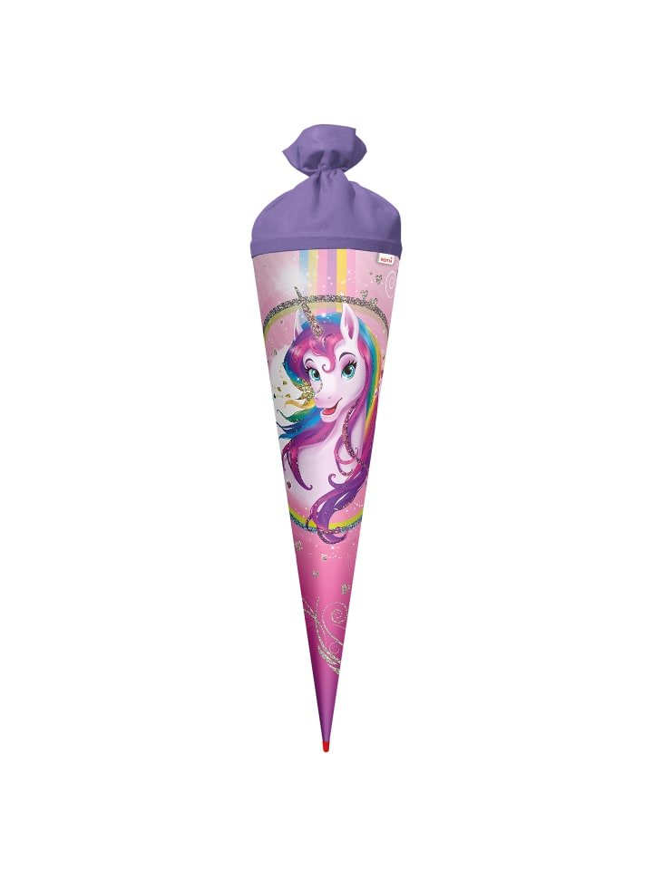 Schultüte groß Einhornportrait 70cm, Glitter in Bunt